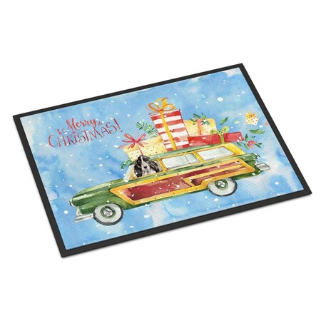 Carolines Treasures 24 x 36 in. Merry Christmas Black Parti Cocker Spaniel Indoor or Outdoor Mat CK2450JMAT